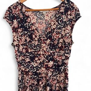 G.H. Bass & Co. Multicolor Floral V-Neck Blouse